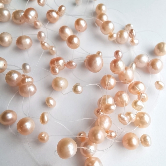 Pink freshwater pearl illusion necklace pink 🆕 - Picture 5 of 10